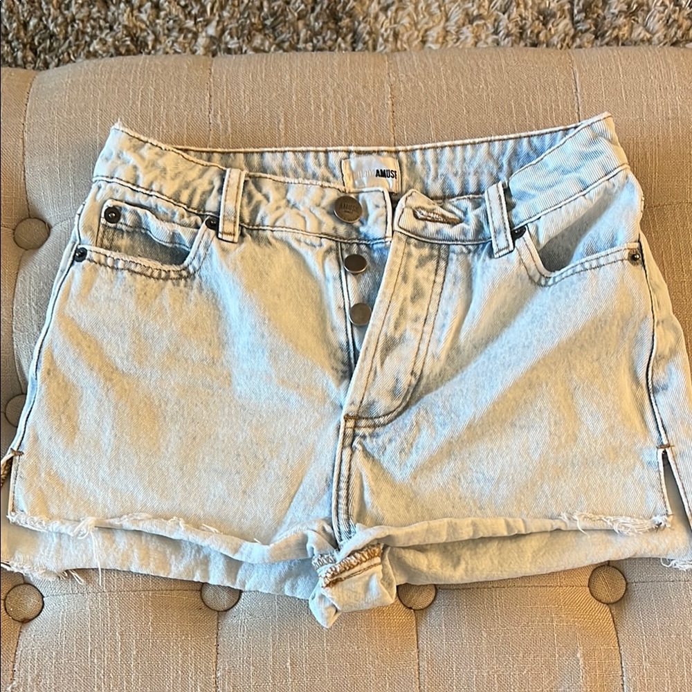 Amuse Society Blue Jean Shorts High-Waisted